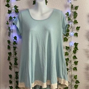 Blue tee with lace